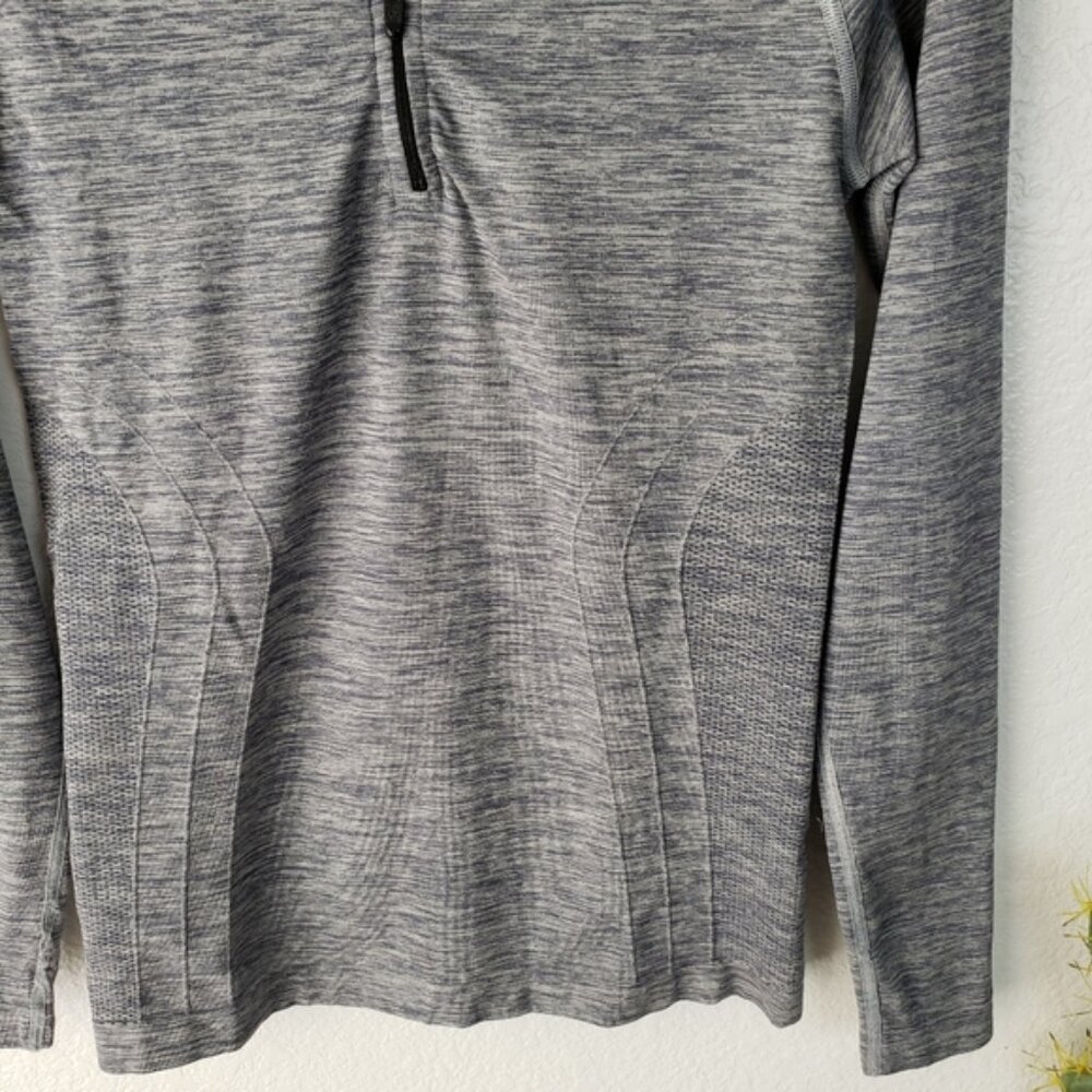 Alphalete Long Sleeve Seamless 1/4 Zip Top Heathered Gray size S Athleisure Gym - Picture 5 of 12